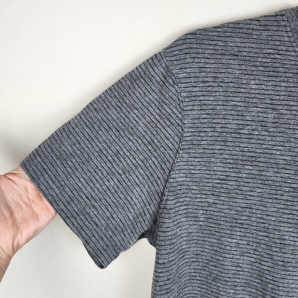 Daniel Buchler Heather Gray Striped Short Sleeve Crewneck Tee sz M - Picture 4 of 8